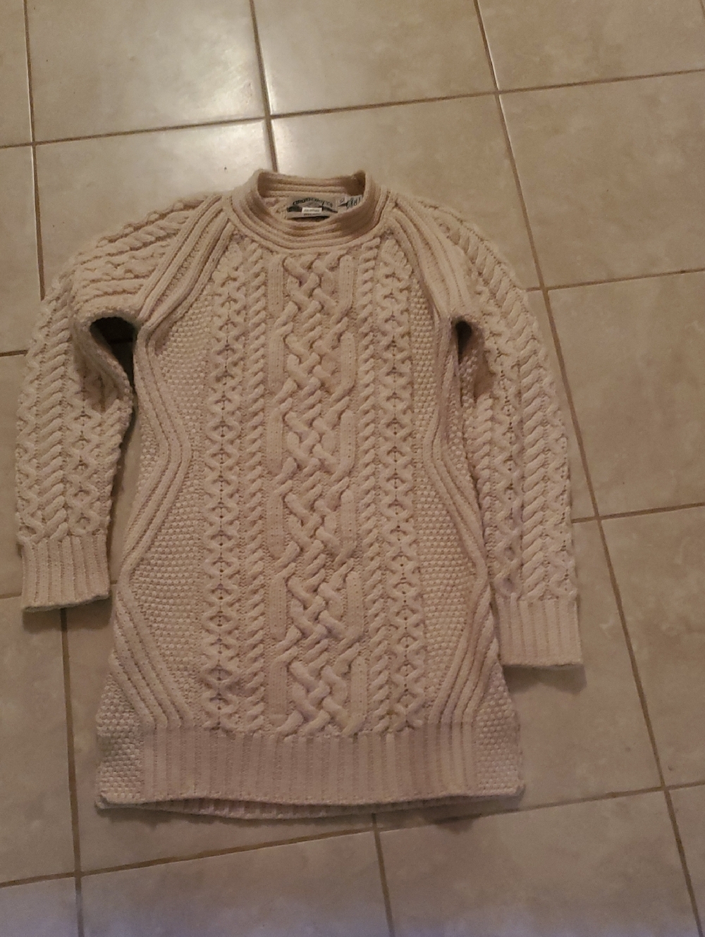 Aran Crafts Ivory Merino Wool Knit Top